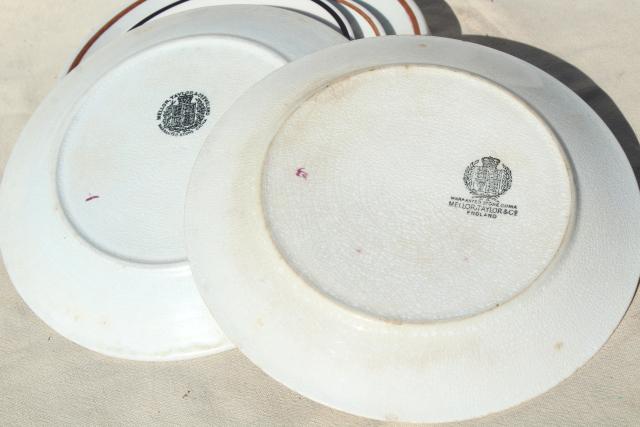 photo of lot of antique Tea Leaf white ironstone china plates, 1800s vintage #4