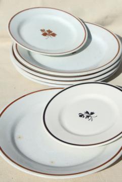 lot of antique Tea Leaf white ironstone china plates, 1800s vintage