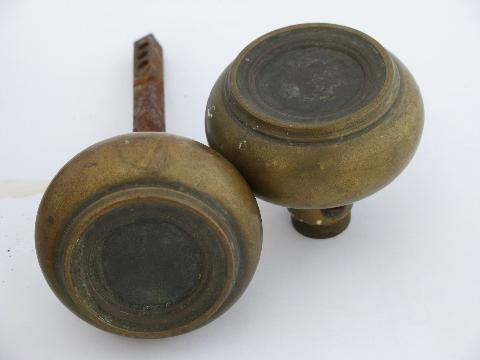 photo of lot of antique arts and crafts vintage solid brass/bronze door knobs, vintage architectural salvage #2