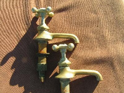 photo of lot of antique brass faucet parts #2