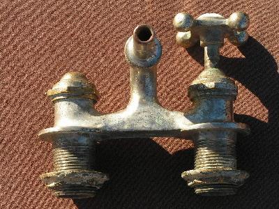 photo of lot of antique brass faucet parts #5