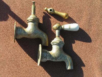 photo of lot of antique brass faucet parts #6