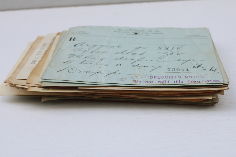 photo of lot of antique handwritten medicine prescriptions, pharmacy drugstore & doctor's letterheads, early 1900s vintage  #3
