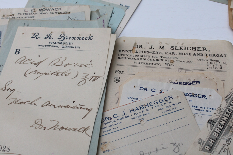 photo of lot of antique handwritten medicine prescriptions, pharmacy drugstore & doctor's letterheads, early 1900s vintage  #9