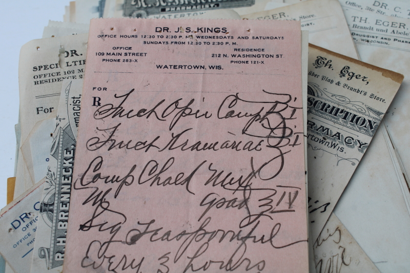 photo of lot of antique handwritten medicine prescriptions, pharmacy drugstore & doctor's letterheads, early 1900s vintage  #10