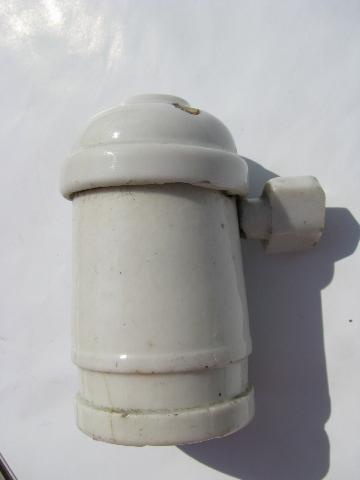 photo of lot of antique porcelain shell electric pendant light/lamp sockets w/turn key paddle switches #2