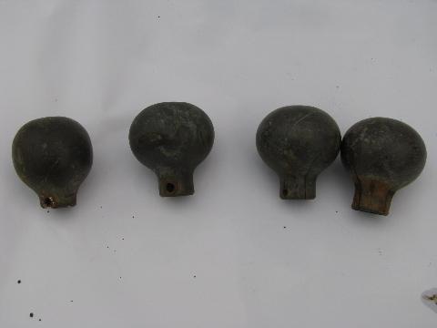 photo of lot of antique vintage ball finial tips for horse harness hames, solid brass #1