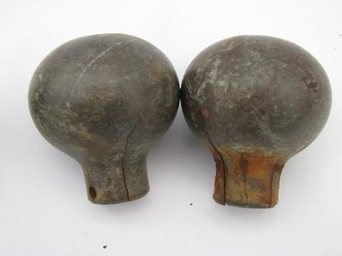 photo of lot of antique vintage ball finial tips for horse harness hames, solid brass #2