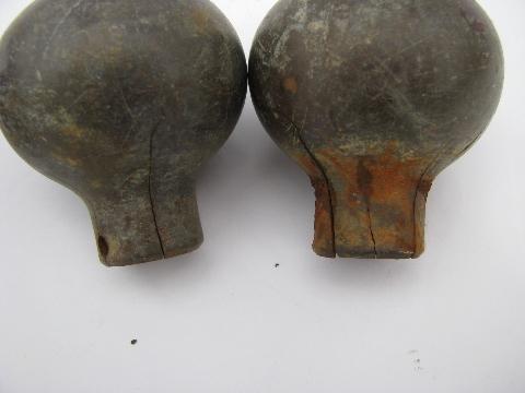 photo of lot of antique vintage ball finial tips for horse harness hames, solid brass #3