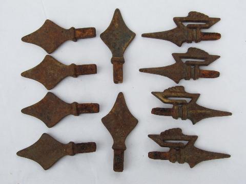 photo of lot of antique vintage cast iron curtain rod finials #1