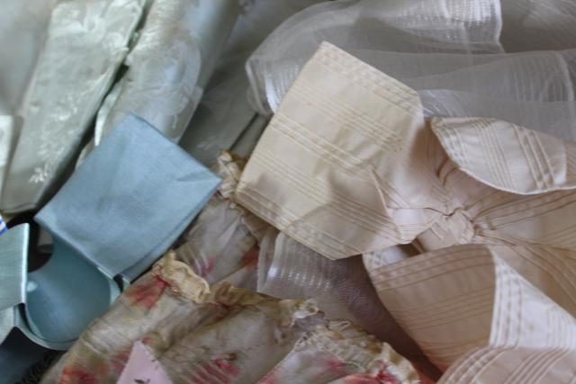 photo of lot of antique & vintage silk ribbons, crazy quilt scraps or project bundle #11