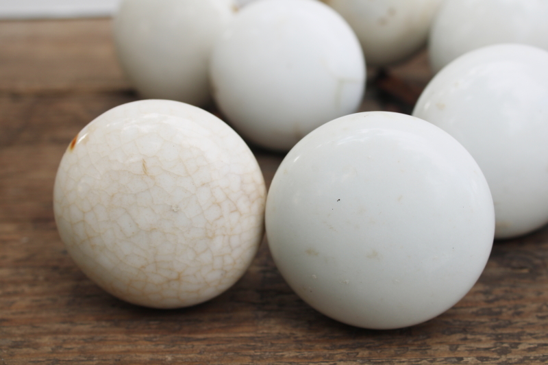 photo of lot of antique white porcelain doorknobs w/ rusty hardware shabby worn vintage door knobs  #3