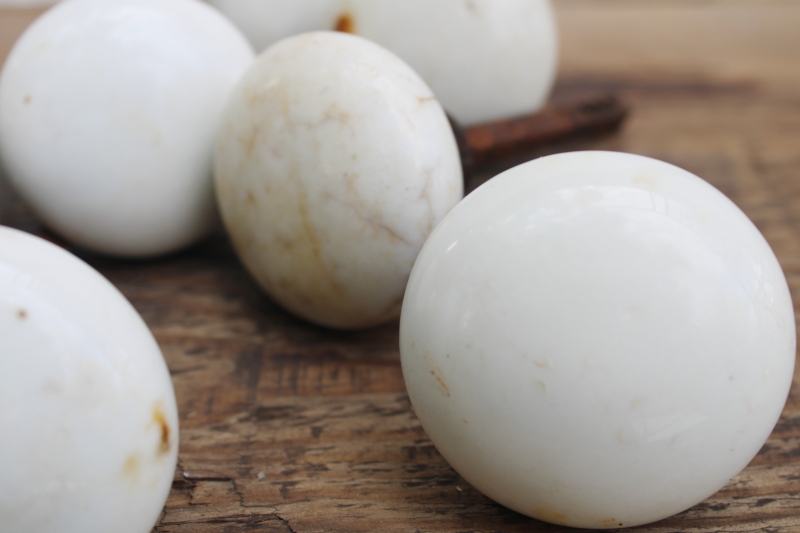photo of lot of antique white porcelain doorknobs w/ rusty hardware shabby worn vintage door knobs  #6