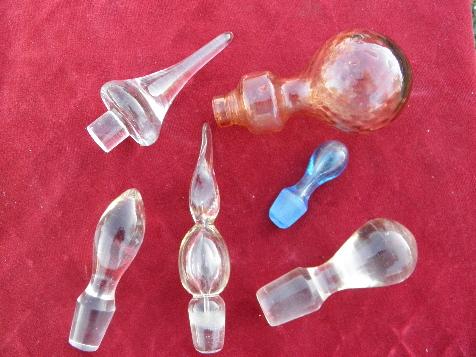photo of lot of assorted glass bottle & decanter stoppers, old, antique, vintage #1