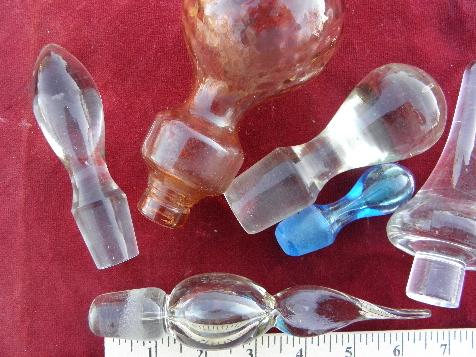 photo of lot of assorted glass bottle & decanter stoppers, old, antique, vintage #2