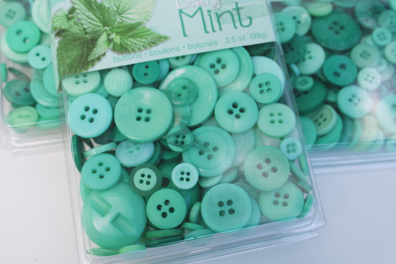 photo of lot of assorted mint green plastic buttons new in package craft supplies for collage, sewing etc  #2