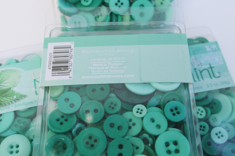 photo of lot of assorted mint green plastic buttons new in package craft supplies for collage, sewing etc  #3