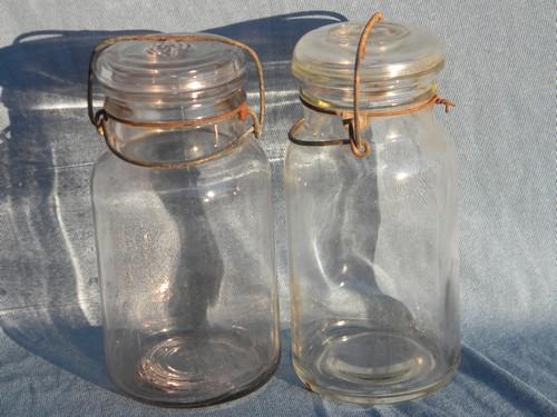 photo of lot of assorted vintage glass storage jars or kitchen/pantry canisters #2