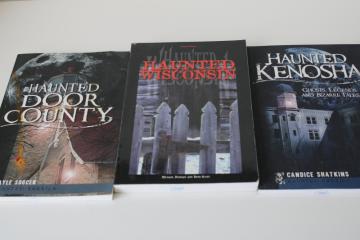 catalog photo of lot of books Haunted Wisconsin, Door County, Kenosha ghost legends & history 