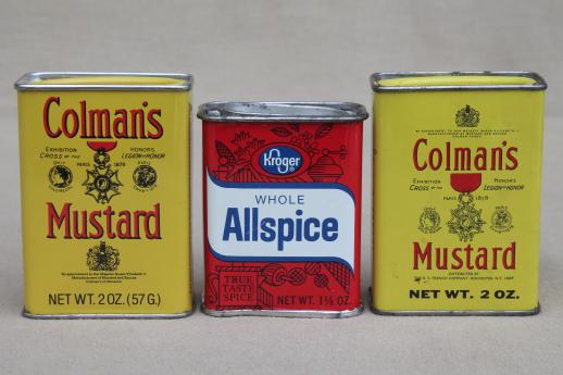 photo of lot of collectible vintage spice tins & tea tin collection w/ old advertising  #3