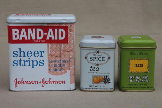 photo of lot of collectible vintage spice tins & tea tin collection w/ old advertising  #4