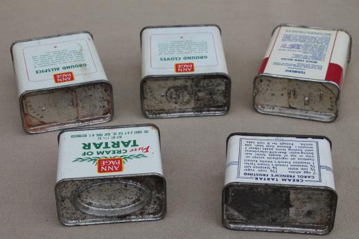 photo of lot of collectible vintage spice tins & tea tin collection w/ old advertising  #7