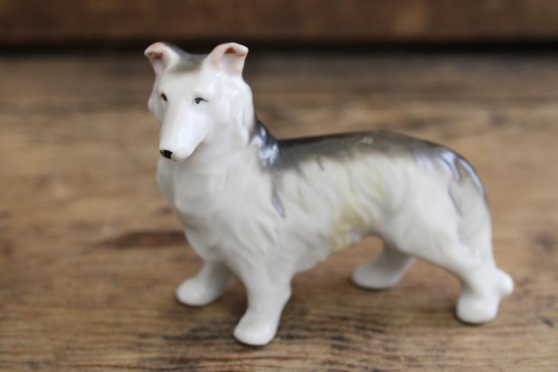 photo of lot of collie dog fgurines, vintage Japan & Occupied hand painted china lassie dogs #2