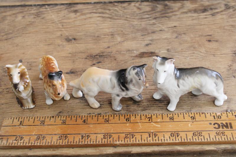 photo of lot of collie dog fgurines, vintage Japan & Occupied hand painted china lassie dogs #4