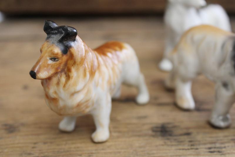 photo of lot of collie dog fgurines, vintage Japan & Occupied hand painted china lassie dogs #5