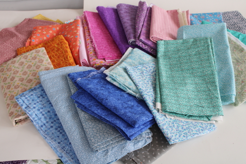 photo of lot of cotton print quilting fabric, tiny prints in all colors #1