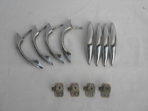 photo of lot of deco chrome cabinet handles push button latches, vintage hardware #1