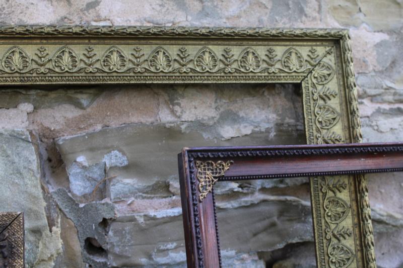 photo of lot of empty frames, antique vintage picture frames shabby ornate gold gesso & wood #5