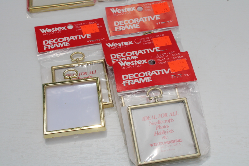 photo of lot of gold plastic mini frames, square and rectangle ornaments for cross stitch embroidery or photos  #2