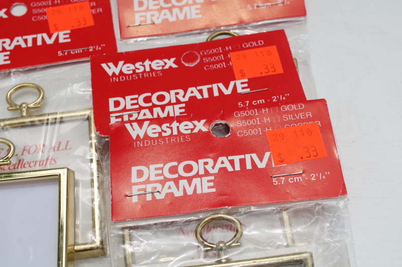 photo of lot of gold plastic mini frames, square and rectangle ornaments for cross stitch embroidery or photos  #3