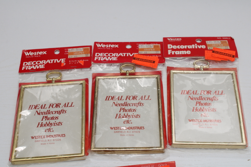 photo of lot of gold plastic mini frames, square and rectangle ornaments for cross stitch embroidery or photos  #4