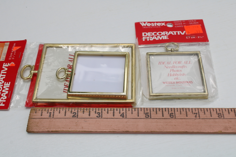 photo of lot of gold plastic mini frames, square and rectangle ornaments for cross stitch embroidery or photos  #6