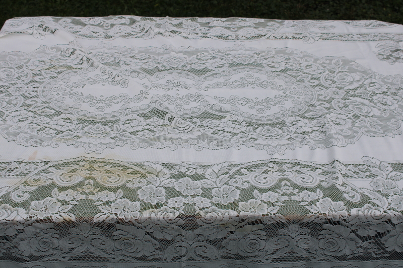 photo of lot of holiday lace tablecloths, Christmas patterns poly lace for table covers, curtains or fabric  #5