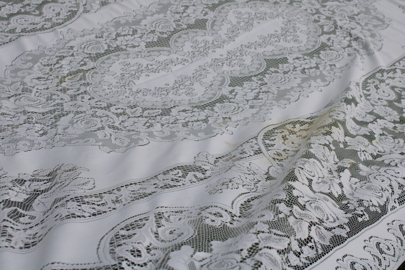 photo of lot of holiday lace tablecloths, Christmas patterns poly lace for table covers, curtains or fabric  #6