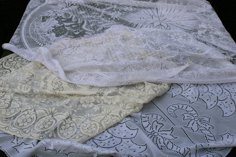 photo of lot of holiday lace tablecloths, Christmas patterns poly lace for table covers, curtains or fabric  #7