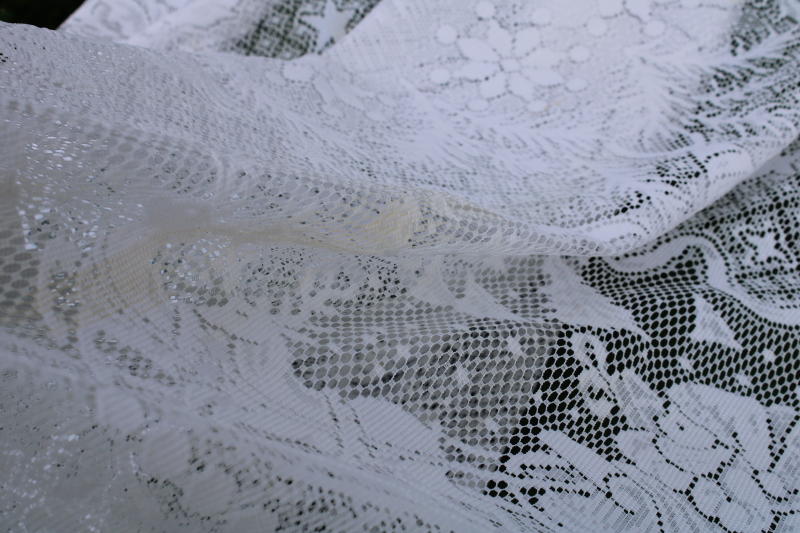 photo of lot of holiday lace tablecloths, Christmas patterns poly lace for table covers, curtains or fabric  #9