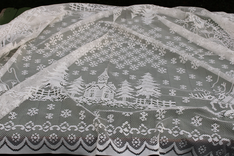 photo of lot of holiday lace tablecloths, Christmas patterns poly lace for table covers, curtains or fabric  #12