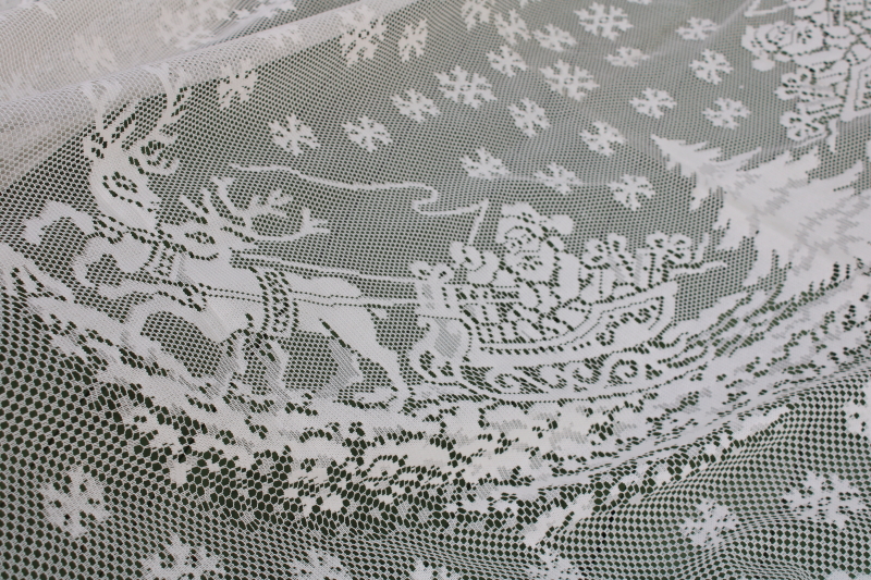 photo of lot of holiday lace tablecloths, Christmas patterns poly lace for table covers, curtains or fabric  #14