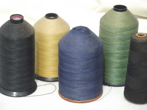 photo of lot of huge old cone spools of heavy duty thread for leather stitching #1