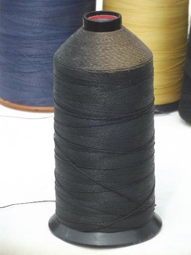 photo of lot of huge old cone spools of heavy duty thread for leather stitching #3