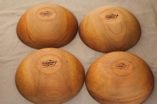 photo of lot of large old wooden bowls, vintage Holland Bowl Mill wood ware made in Michigan #5