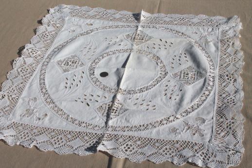 photo of lot of lovely vintage tea table linens & fancy whitework, lace doilies etc. #2