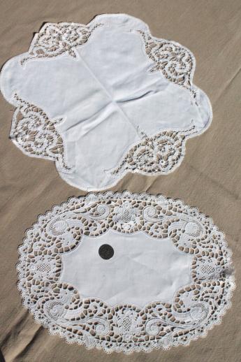 photo of lot of lovely vintage tea table linens & fancy whitework, lace doilies etc. #4