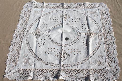 photo of lot of lovely vintage tea table linens & fancy whitework, lace doilies etc. #7