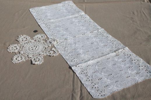 photo of lot of lovely vintage tea table linens & fancy whitework, lace doilies etc. #9