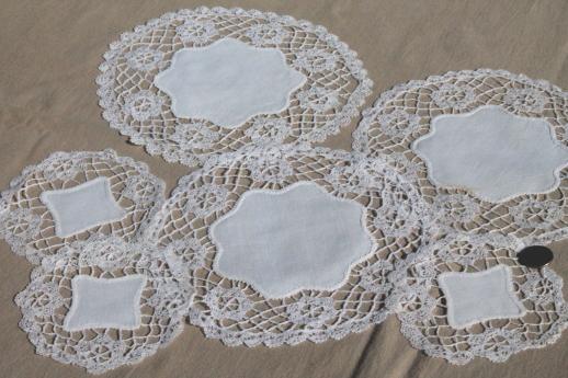 photo of lot of lovely vintage tea table linens & fancy whitework, lace doilies etc. #15